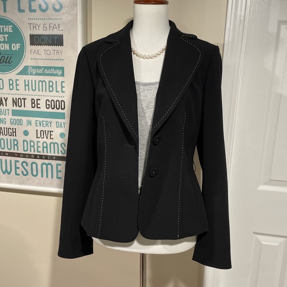 Ann Taylor black blazer with subtle white stitching. Very classy and versatile. - Picture 2 of 6